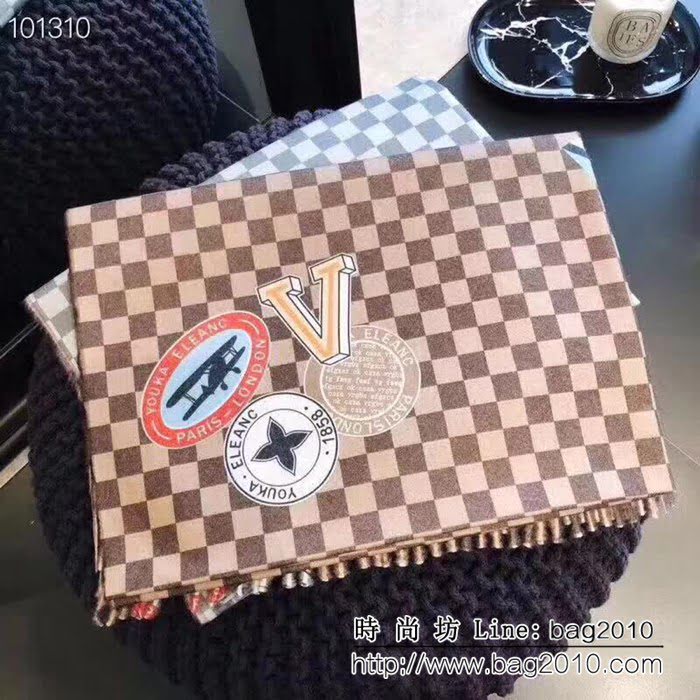 路易威登LV經典印花格子配色圍巾 LLWJ6491